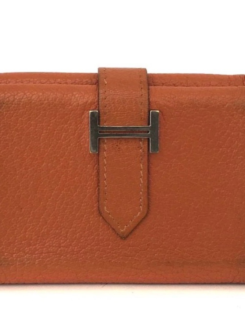 Authentic Hermès Béarn Compact Wallet Orange Leather PHW H - Picture 8 of 8